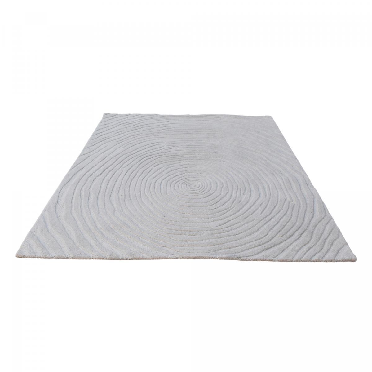 Tapis salon et chambre fait à la main en laine motif faux uni IZ écru, UN AMOUR DE TAPIS