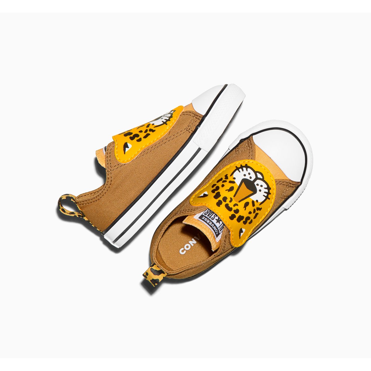 Baskets CHUCK TAYLOR ALL STAR ONE STRAP LEOPARDS EASY-ON honey stick brown/gold palm/white, CONVERSE
