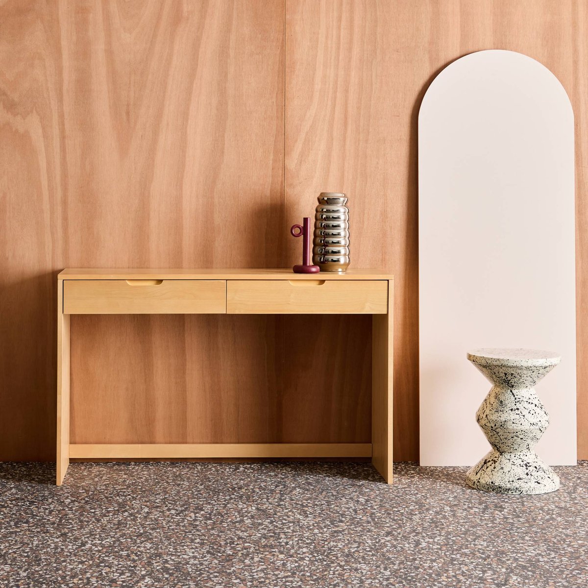 Console décor bois 2 tiroirs TANIA naturel, SWEEEK