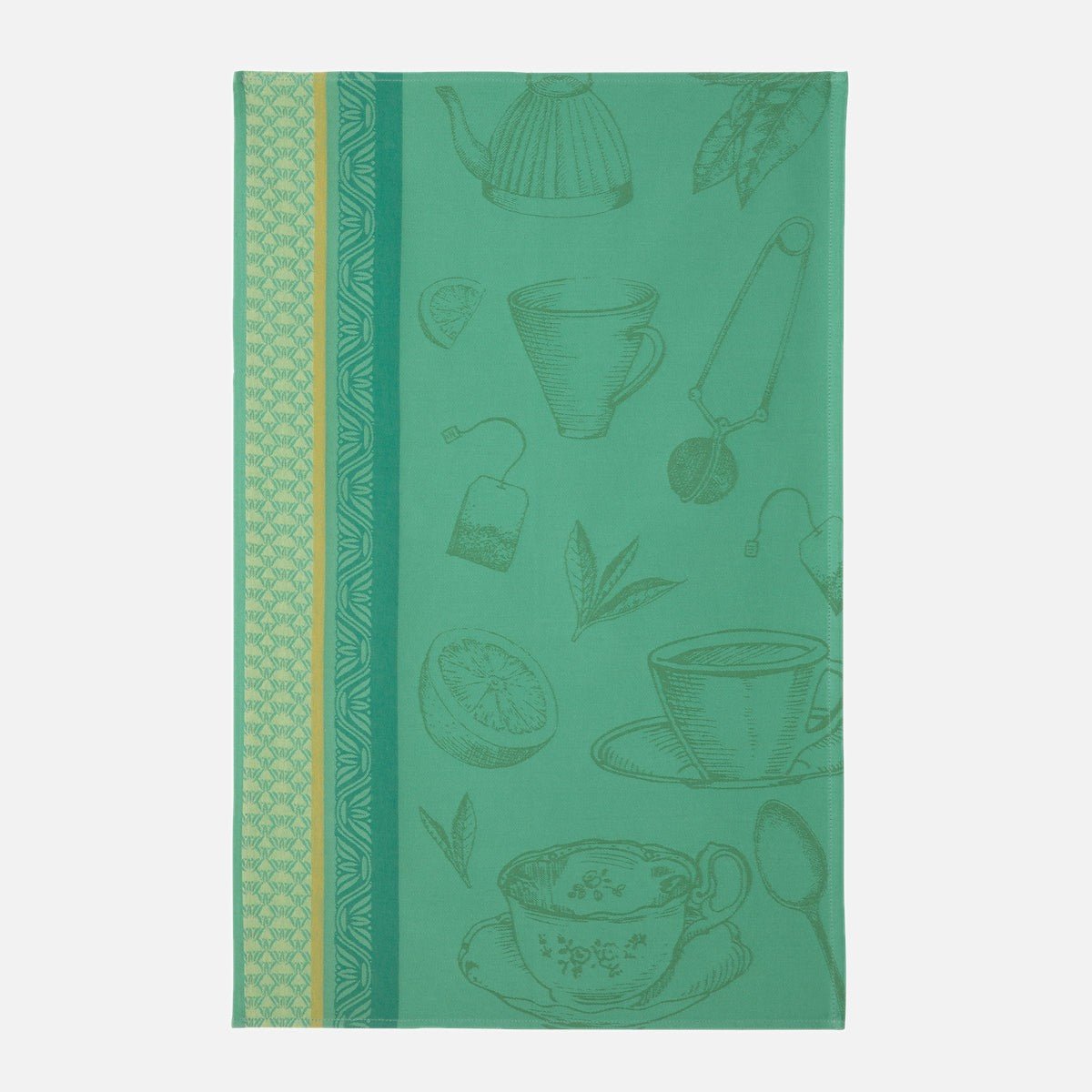Torchon jacquard en coton MÉLI MÉLO vert, COUCKE