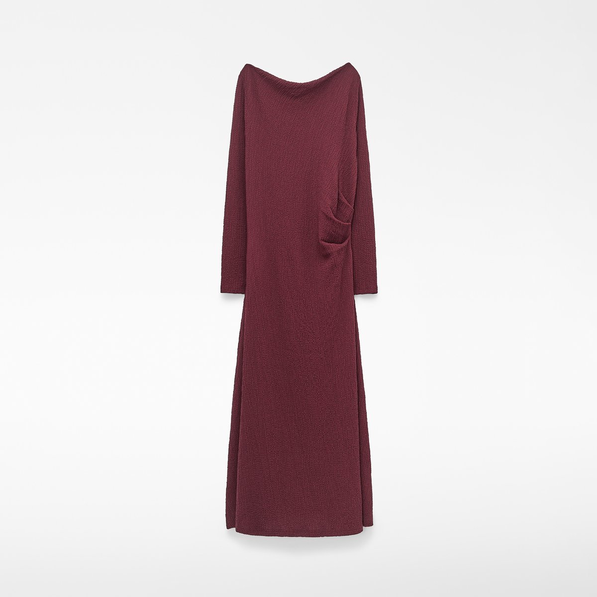 Robe ajustée bouclée à encolure bateau prune, ADOLFO DOMINGUEZ