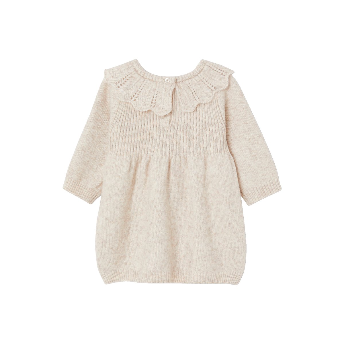 Robe à collerette en tricot bébé beige chiné, VERTBAUDET