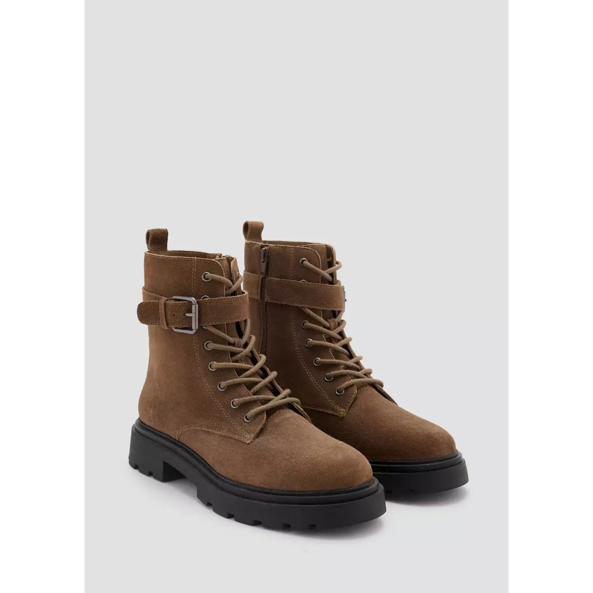Bottines cuir boucle marron, MANGO TEEN