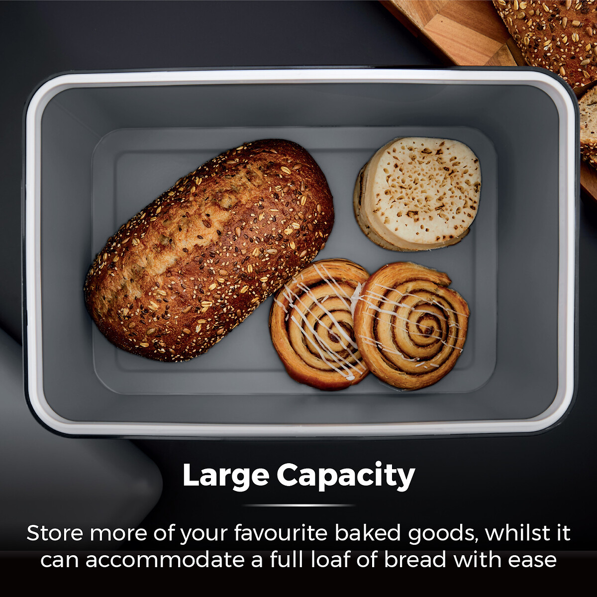 Sera Bread Bin with Smoked Trim grey, TOWER