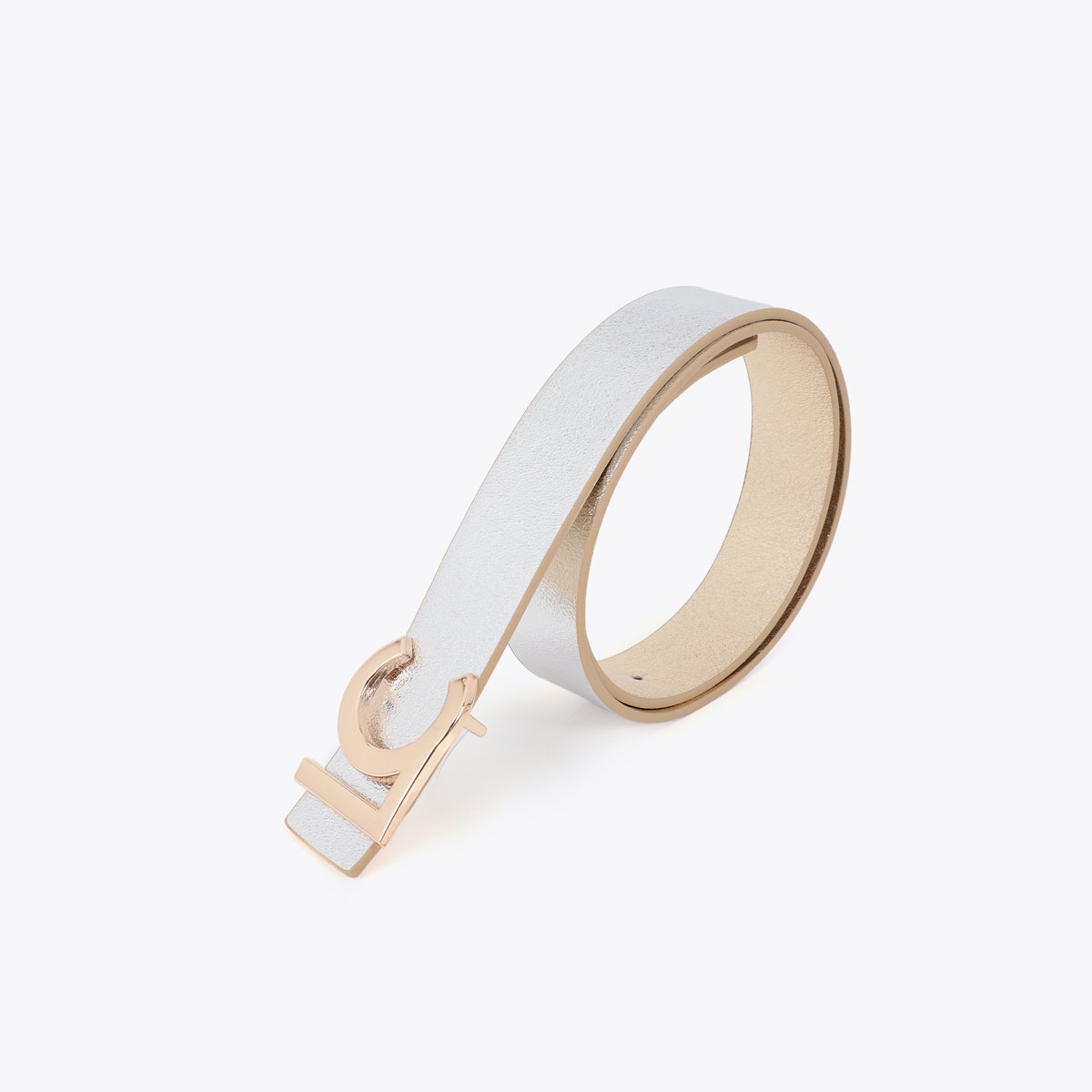 Ceinture métallique réversible avec boucle LC bicolore gunmetal, LOLA CASADEMUNT