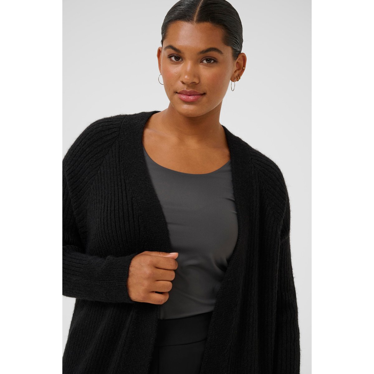 Cardigan à tricot noir black deep, KAFFE CURVE