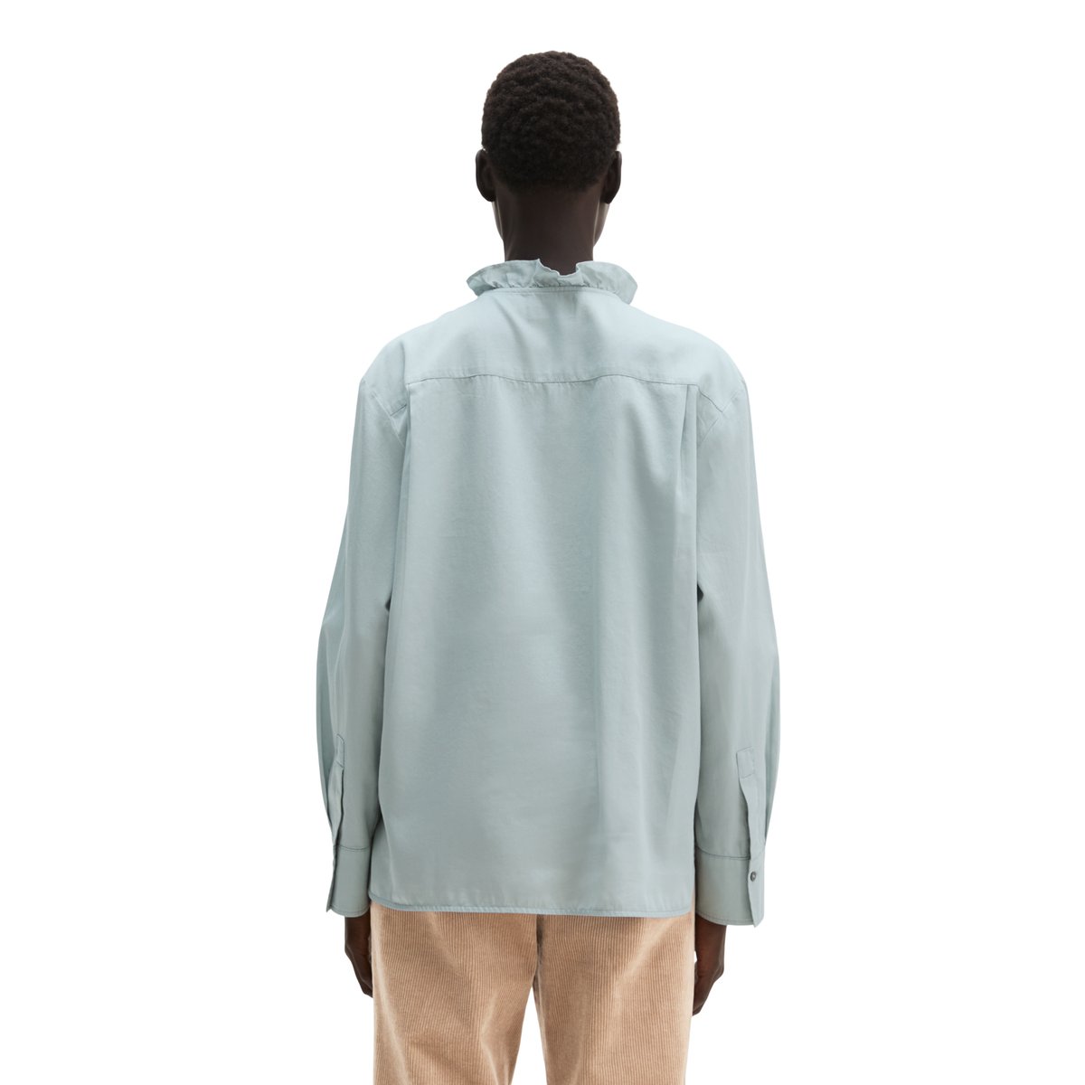 Chemisier à volants, coupe décontractée en satin de coton doux gris, MARC O'POLO