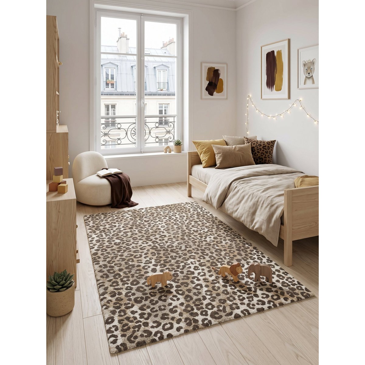 Tapis doux au design léopard KAROO beige sable, AFK LIVING