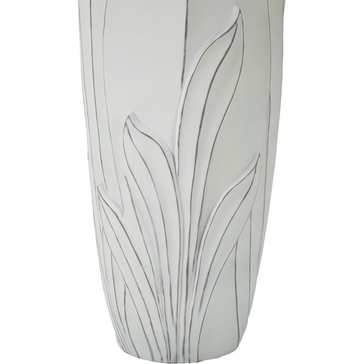 Vase relief végétal bord ondulé MODERN blanc patiné, RECOLLECTION