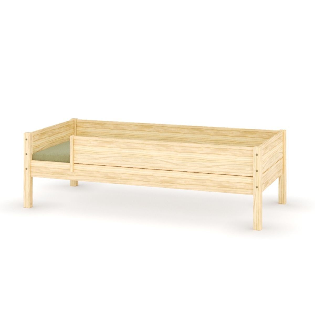 Lit banquette avec barrière Bois massif bois naturel, AKITEN RETAIL