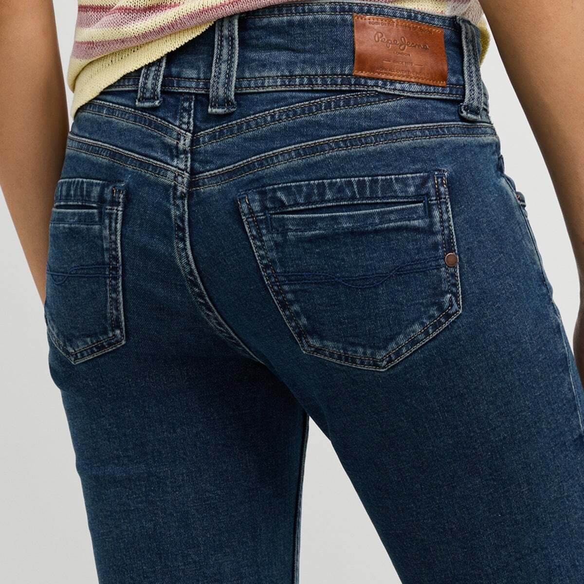 Gen - Jean Coupe Slim, Taille Moyenne teinte foncée délavée, PEPE JEANS