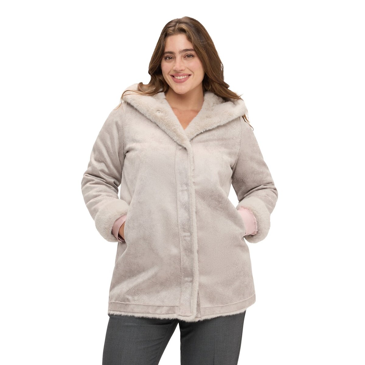 Manteau soft touch réversible gris, FIORELLA RUBINO