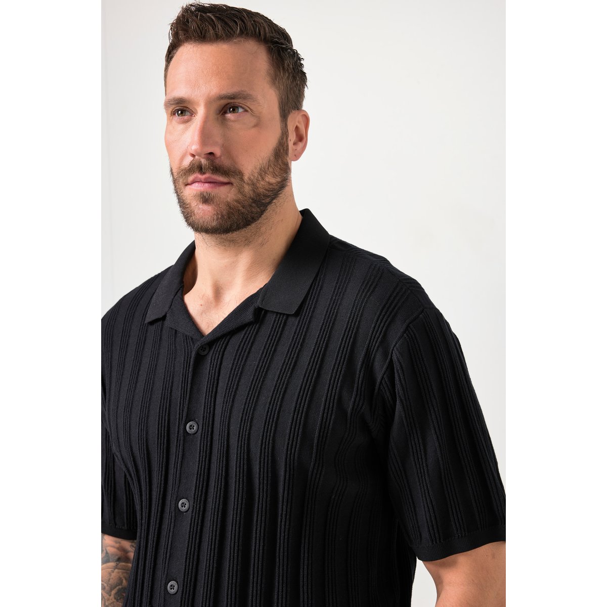 Chemise en maille JP 1880, coupe Cuba-Fit noir, JP1880