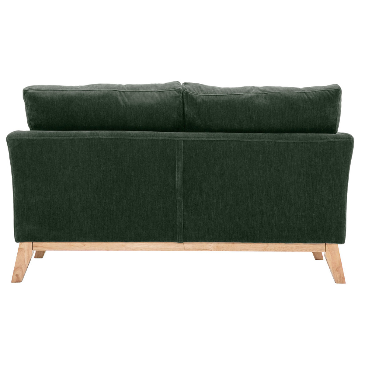 Canapé scandinave déhoussable 2 places en tissu chenille terre brûlée et bois clair OSLO kaki, MILIBOO