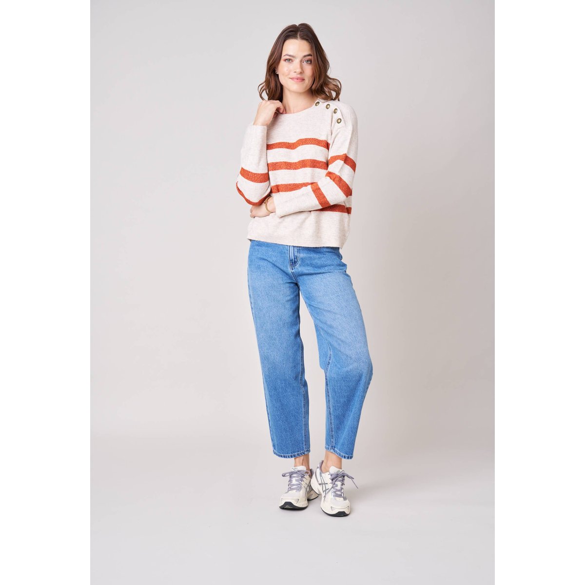 Pull femme rayé FRANCINE butternut, DEELUXE