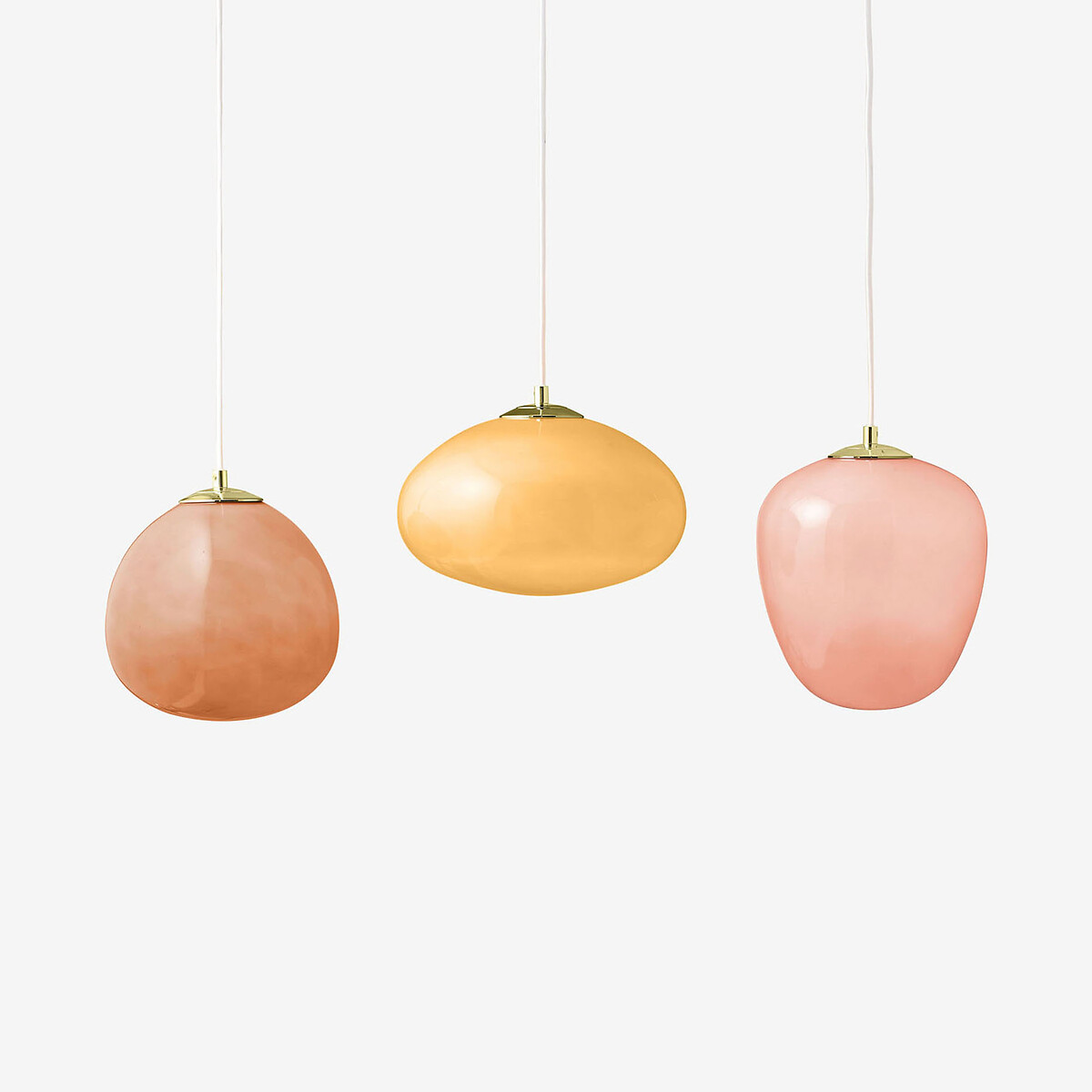 MADE.COM Adrianne 3-Light Glass Dome Pendant Light pink, MADE