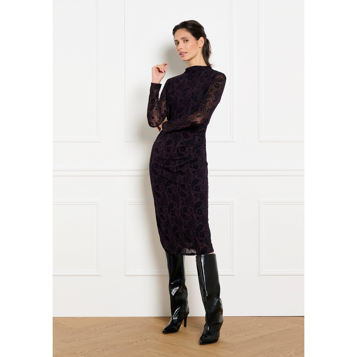 Robe en résille motif cachemire purple, LOLALIZA