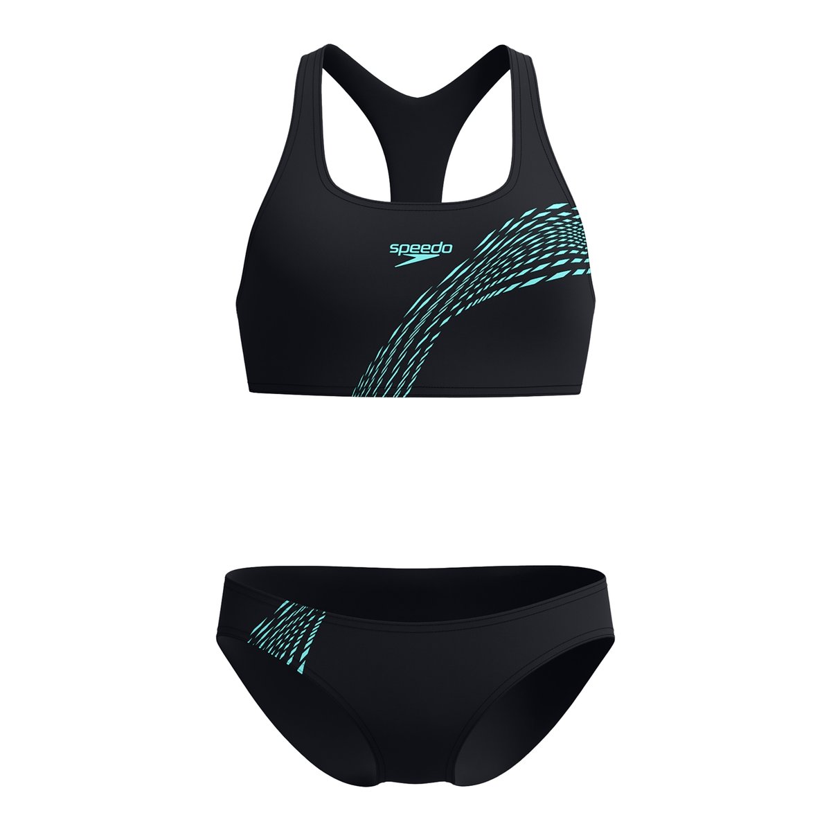 Maillot de bain 2 pièces dos nageur motif/style ondulé PLACEMENT noir, SPEEDO