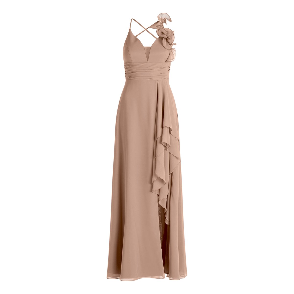 Robe en chiffon à volant soft rouge, VERA MONT