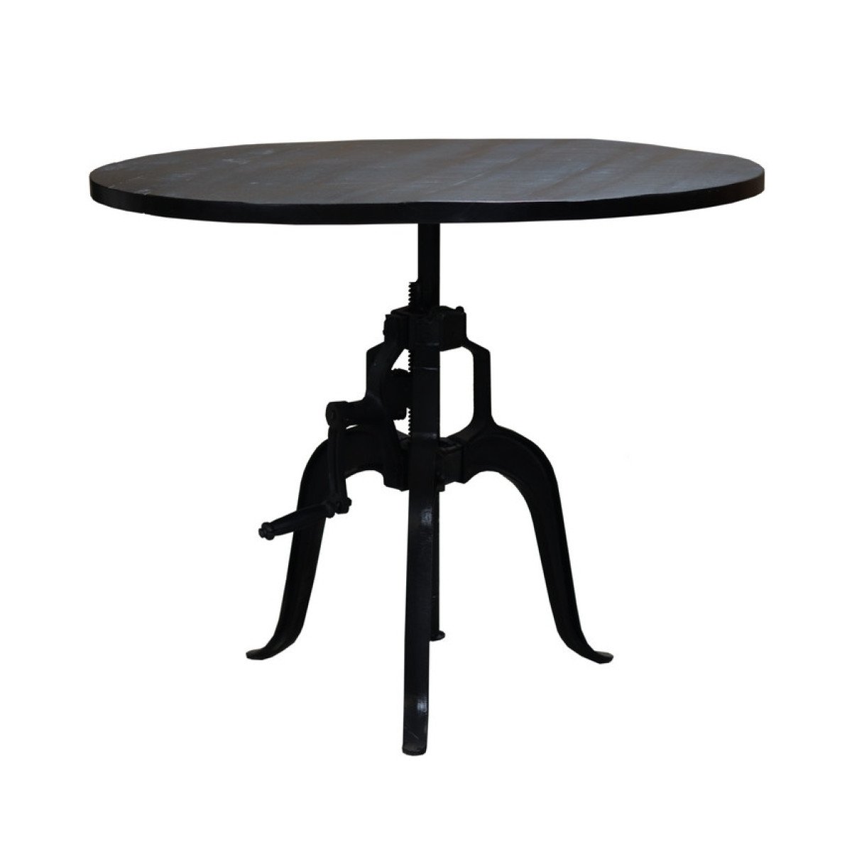 Table repas réglable ronde en acacia - MANIVELLE 100 noir, MATHI DESIGN