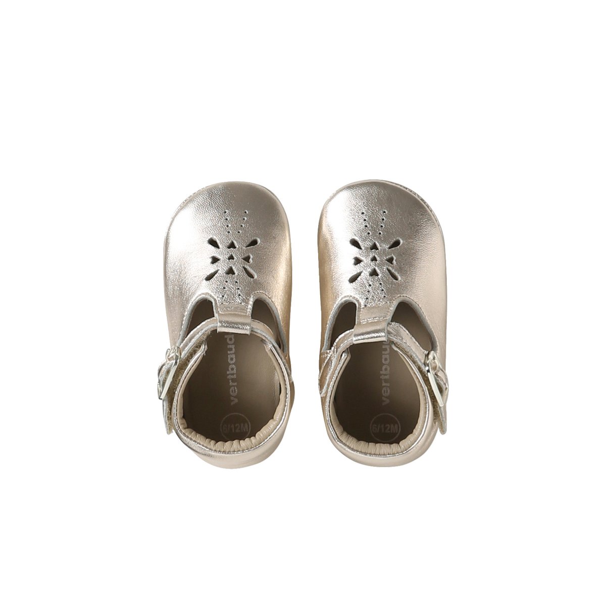 Chaussons cuir or, VERTBAUDET