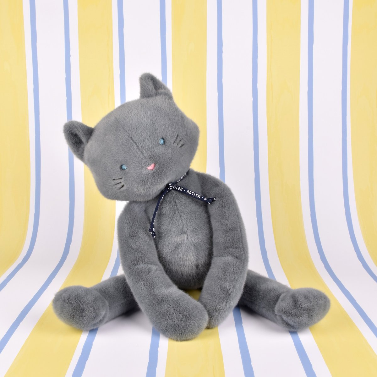 Peluche Chat MELOE 37 cm bleu gris, MAILOU TRADITION