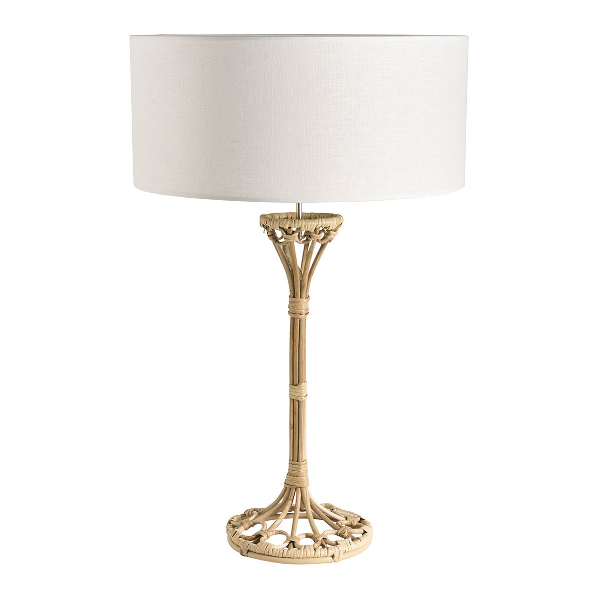 Pied de lampe en rotin beige, BLANC D’IVOIRE