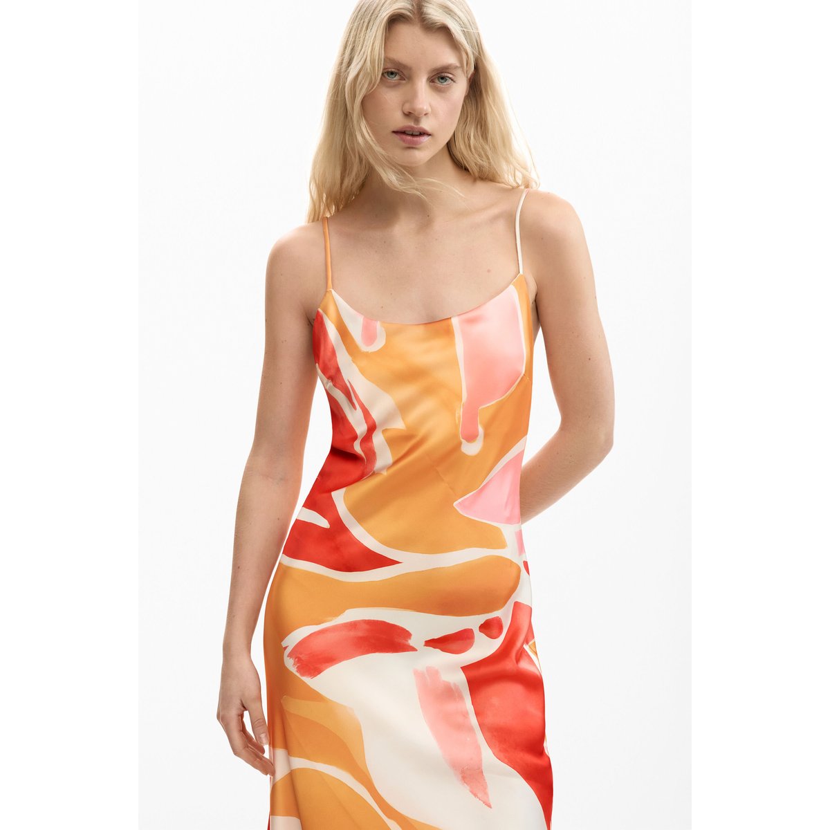 Robe 2 en 1 à bretelles orange, DESIGUAL