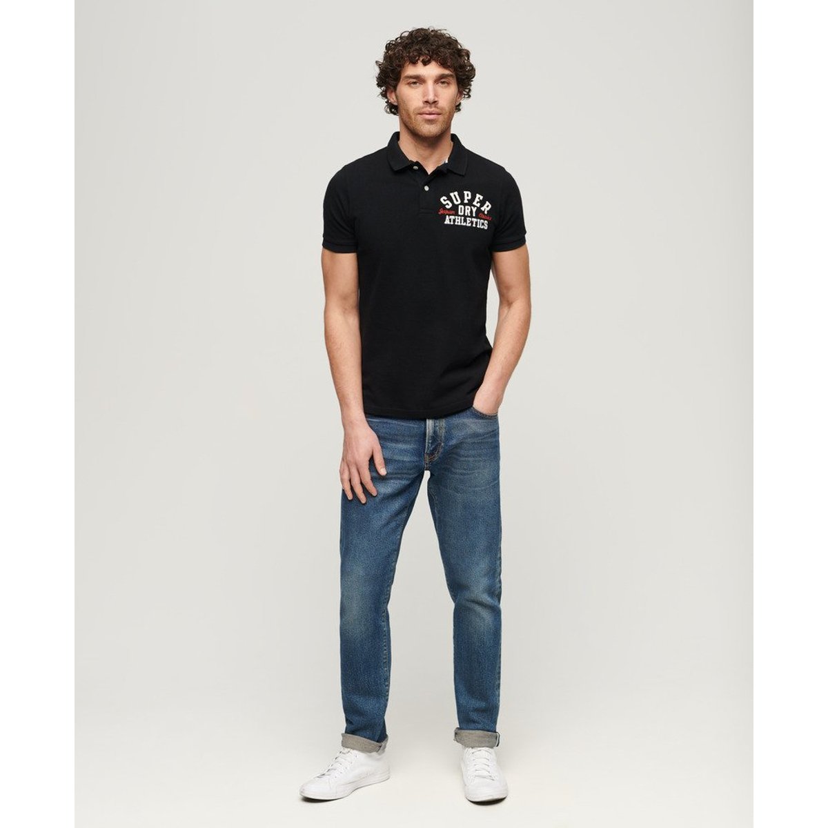 Polo Superstate noir 1, SUPERDRY