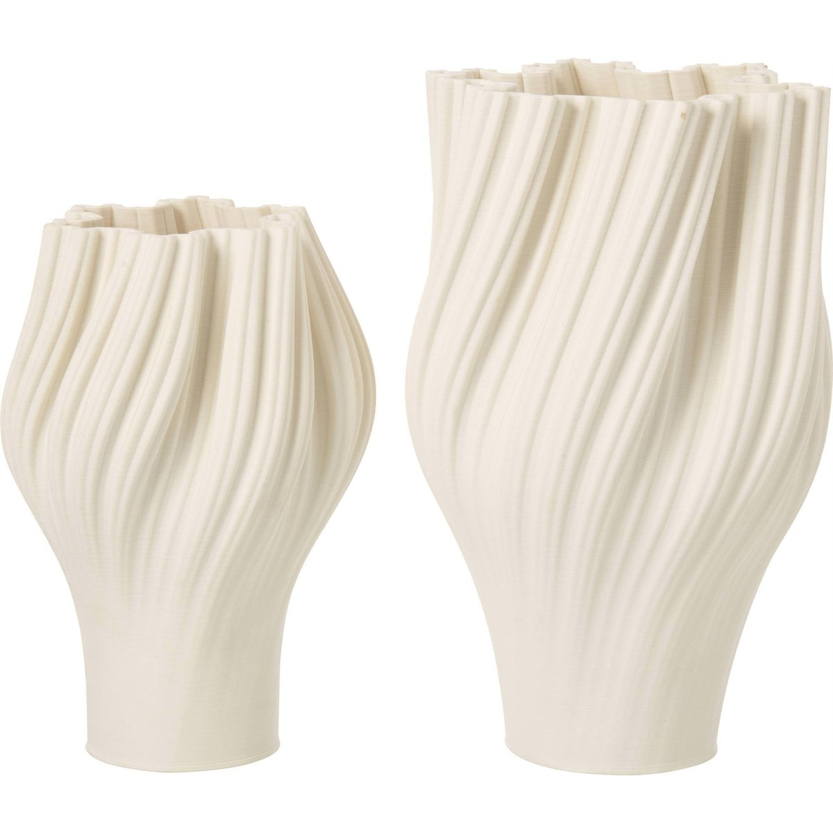 Vase en grès à relief ondulé blanc, RECOLLECTION