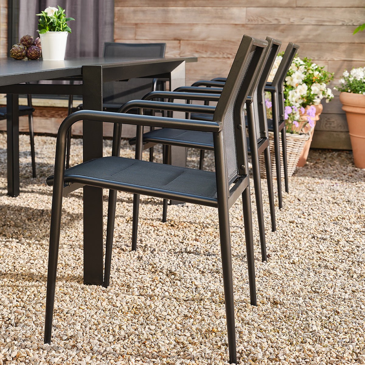 Fauteuil de jardin en aluminium et textilène noir BASALT noir, BERAH GETAH