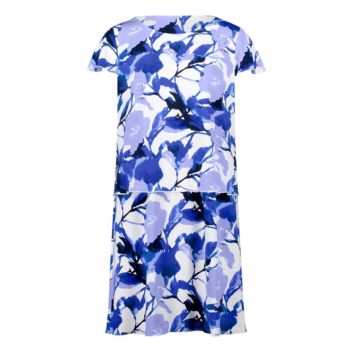 Robe à volants manches courtes blanc/bleu, BETTY BARCLAY