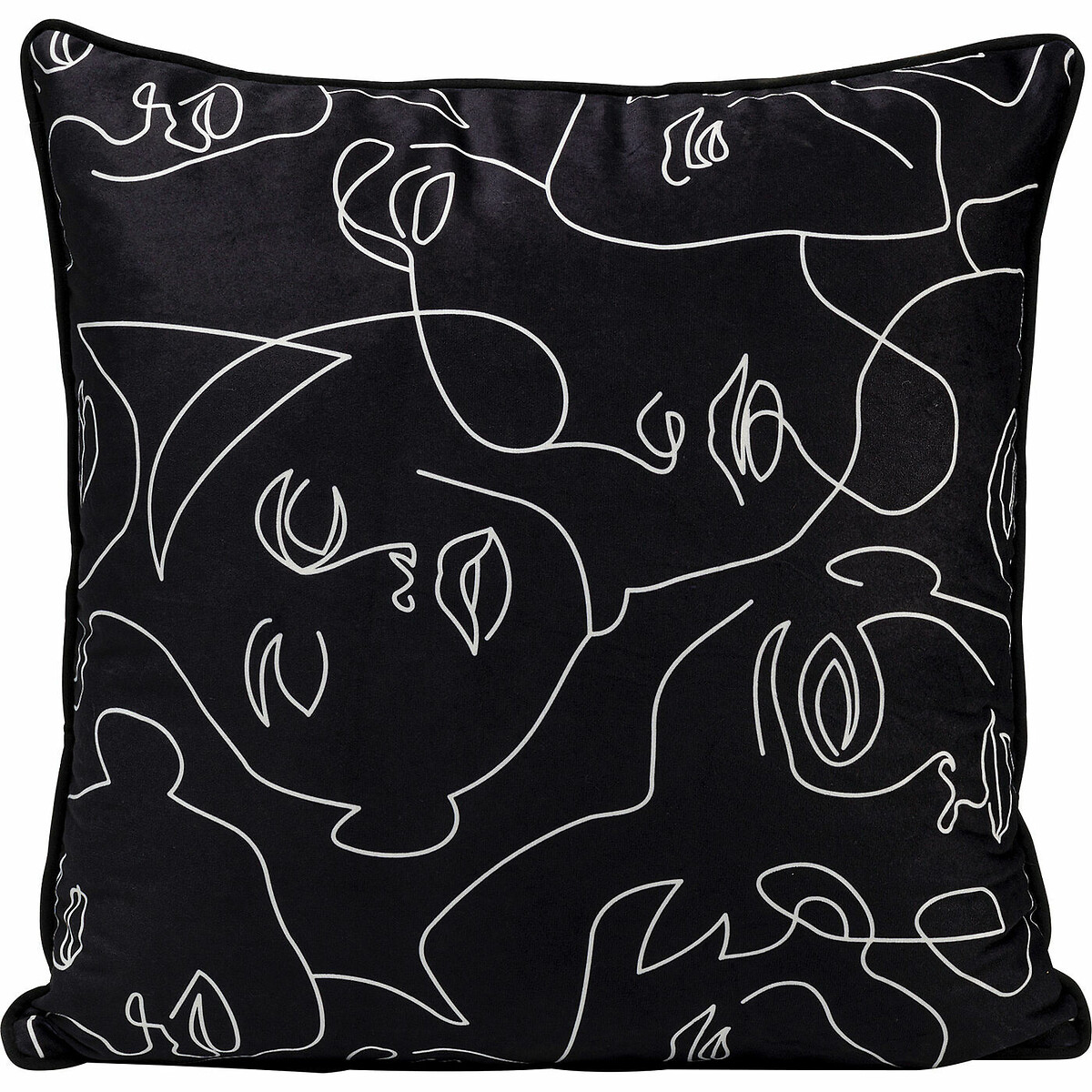 Coussin Faces 45x45cm noir, KARE DESIGN