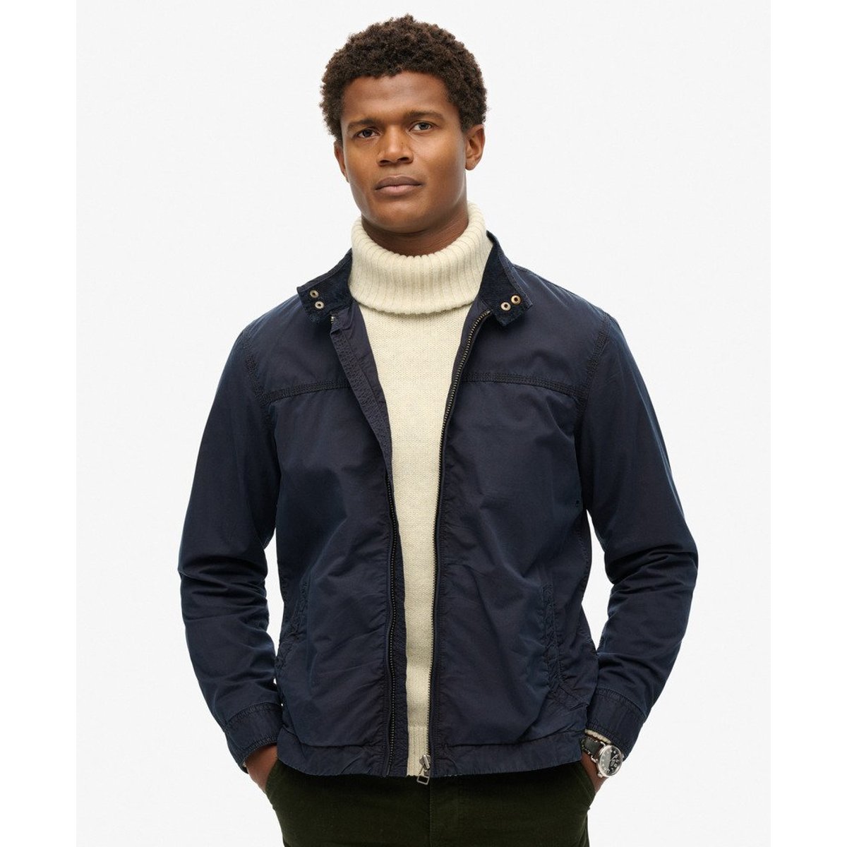 Blouson Harrington classique bleu marine éclipse, SUPERDRY