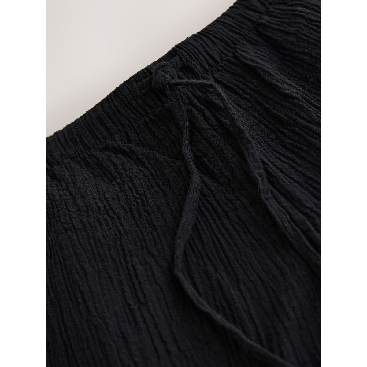 Pantalon large texturé contenant du lin noir, NEXT