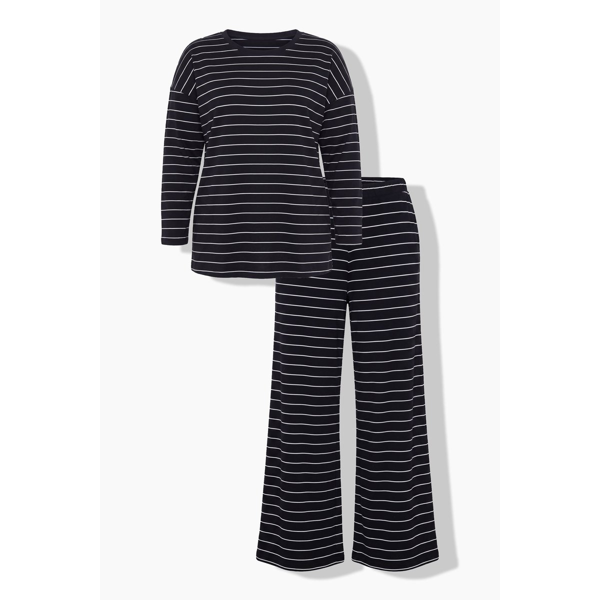T-shirt en coton bio rayé noir, ULLA POPKEN