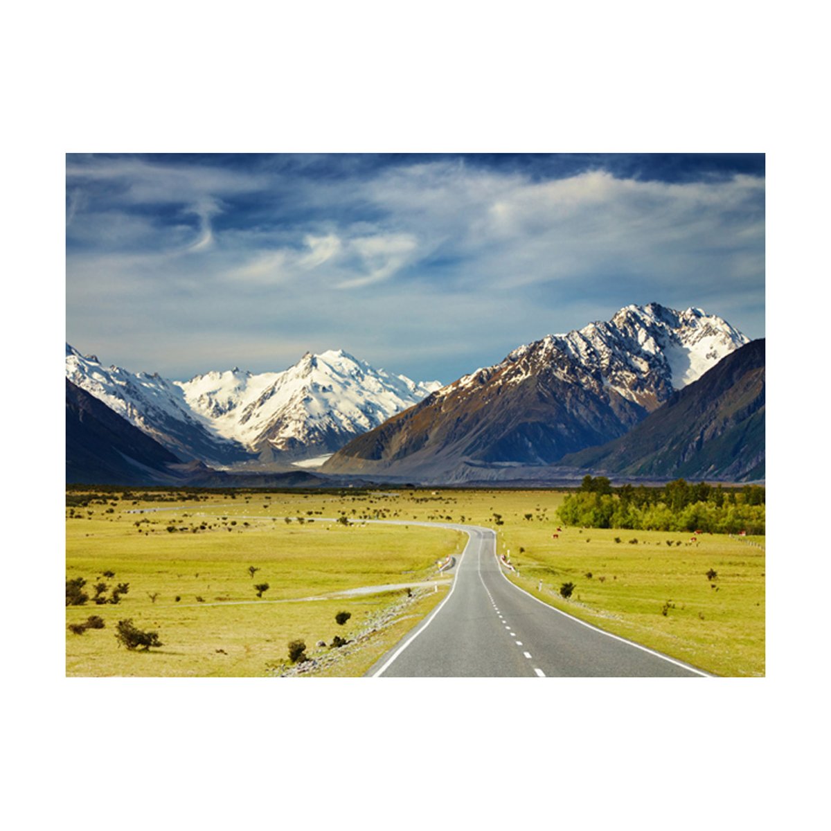 Papier peint intissé panoramique Paysage Southern Alps, New Zealand bleu, EDEN