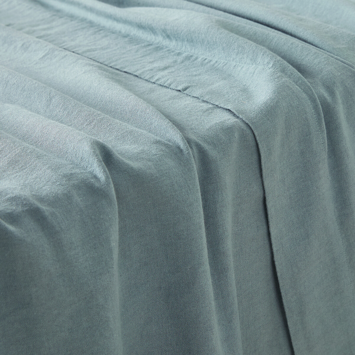 Drap plat en coton/lin lavé, Marnie bleu gris, LA REDOUTE INTERIEURS