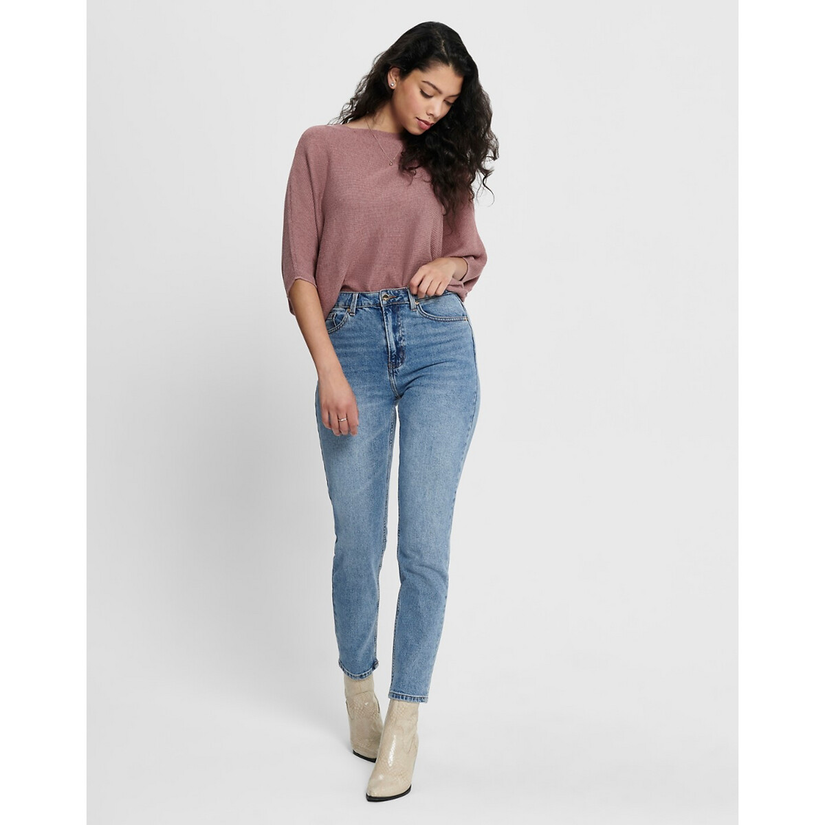 Jean Boyfit taille haute, coupe 7/8 ème stone, ONLY