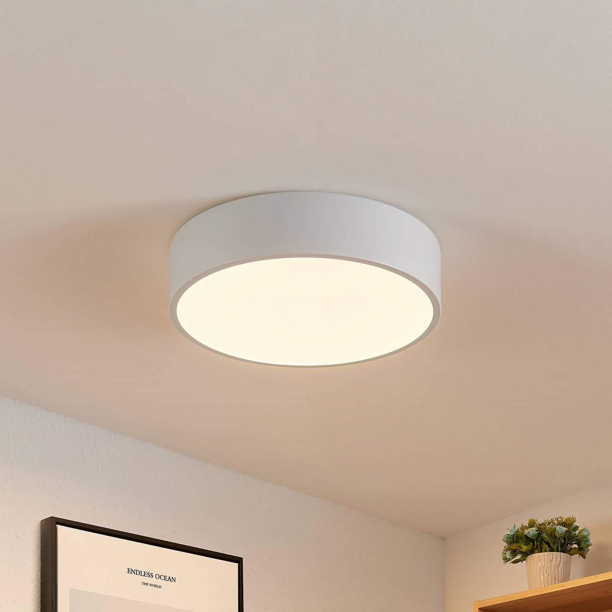 Plafonnier  moderneLED, Simera blanc, LINDBY