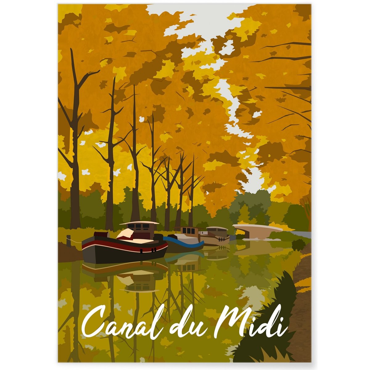 Affiche Canal du Midi blanc, L'AFFICHERIE