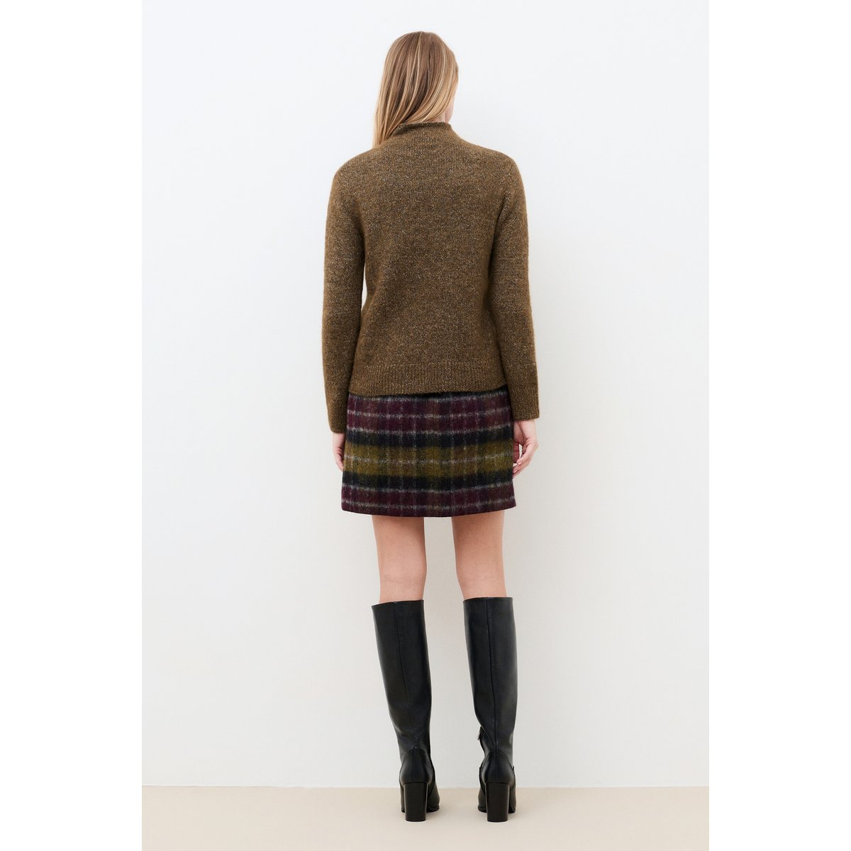 Pull droit col montant MROSINA vert olive, CAROLL