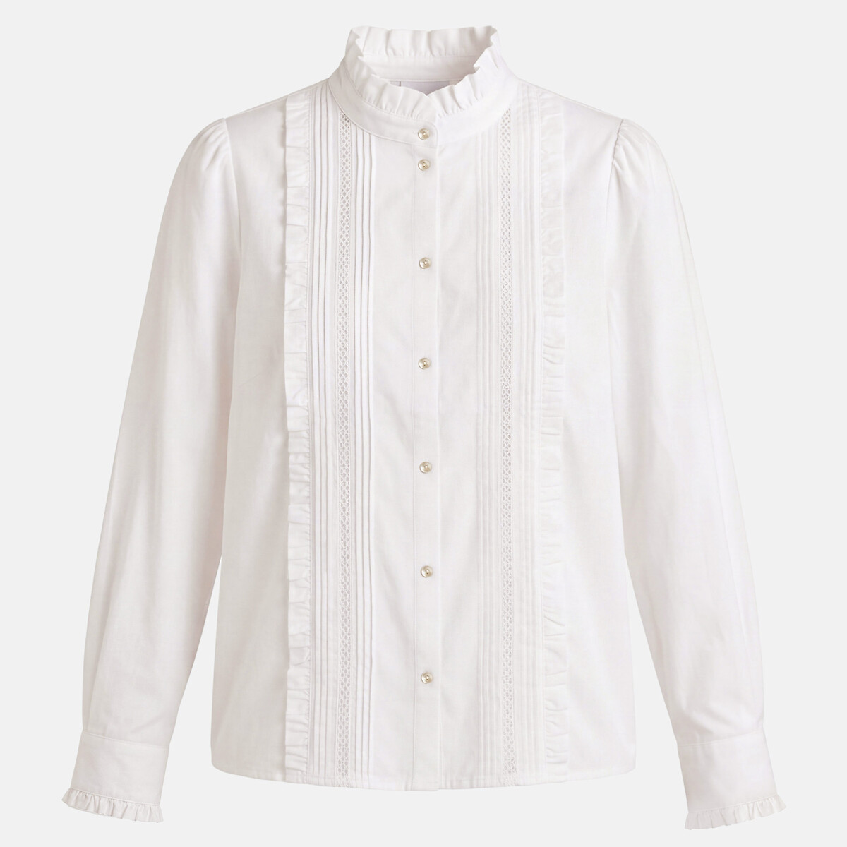 Blouse col victorien manches longues avec plastron ecru, LA REDOUTE COLLECTIONS