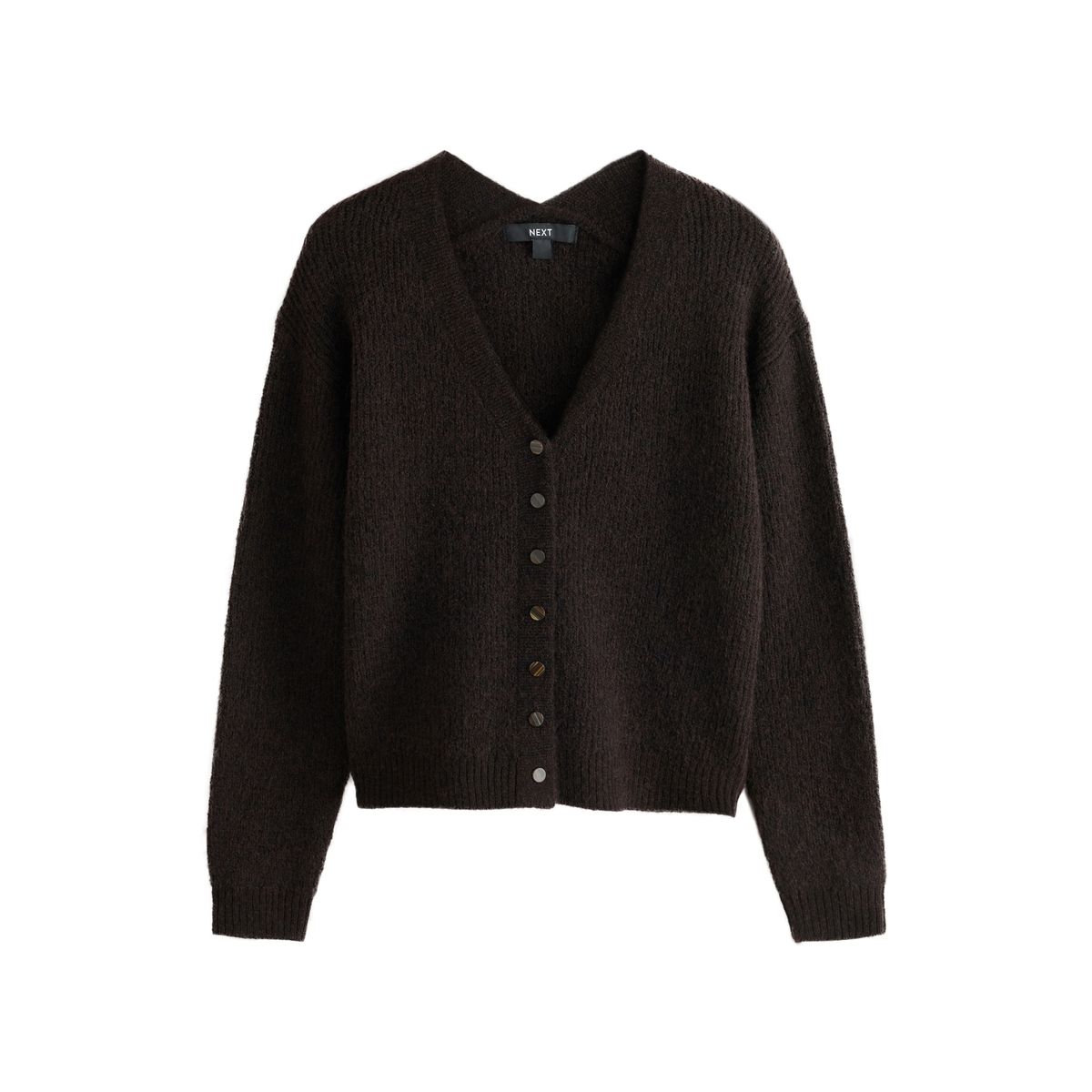Cardigan côtelé en laine à col v, lot de 2 bleu clair/brun chocolat, NEXT