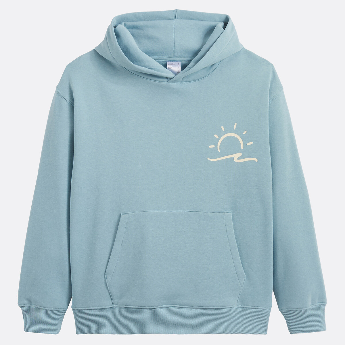 Sweat à capuche, oversize, molleton, soleil imprimé devant, message imprimé dos bleu, LA REDOUTE COLLECTIONS