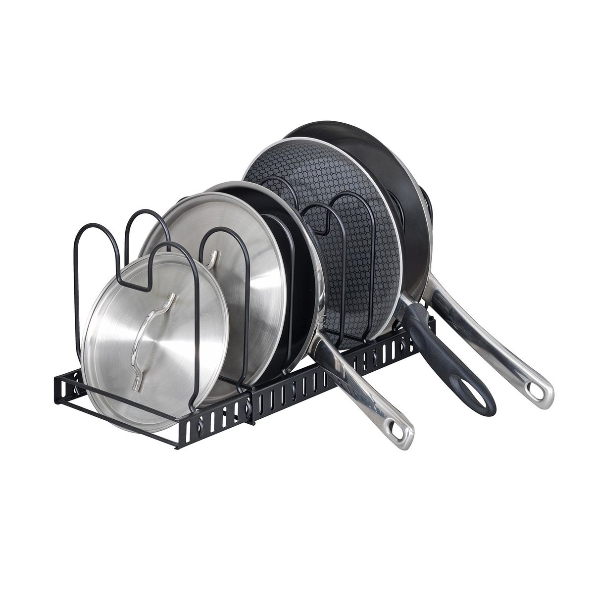 Rangement de placard cuisine support pour assiettes et couvercles noir, WENKO