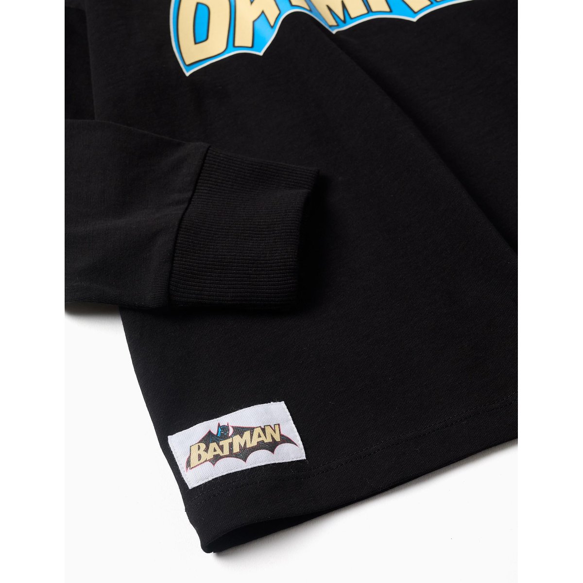 T-shirt en coton à manches longues avec imprimés Batman noir, ZIPPY
