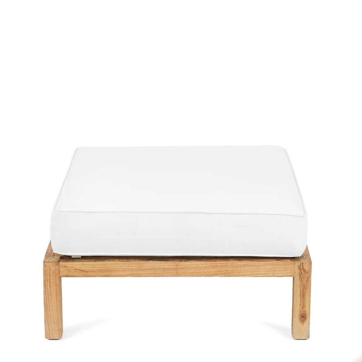 Repose-pied en teck MOYO blanc beige, BAZAR BIZAR