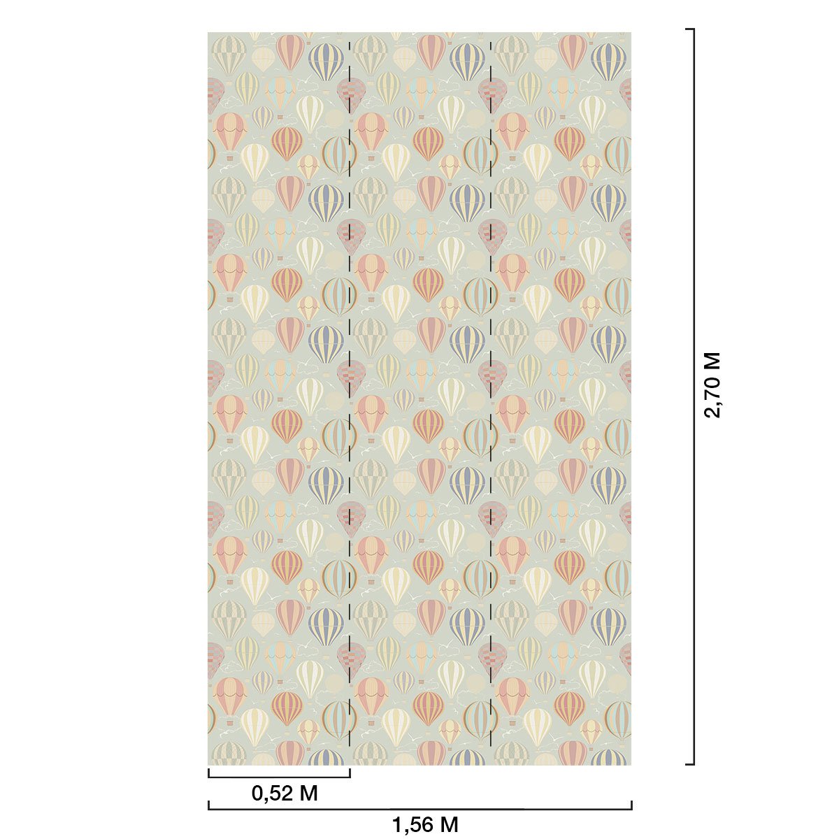 Papier peint chambre enfant montgolfieres intissé, HEXOA