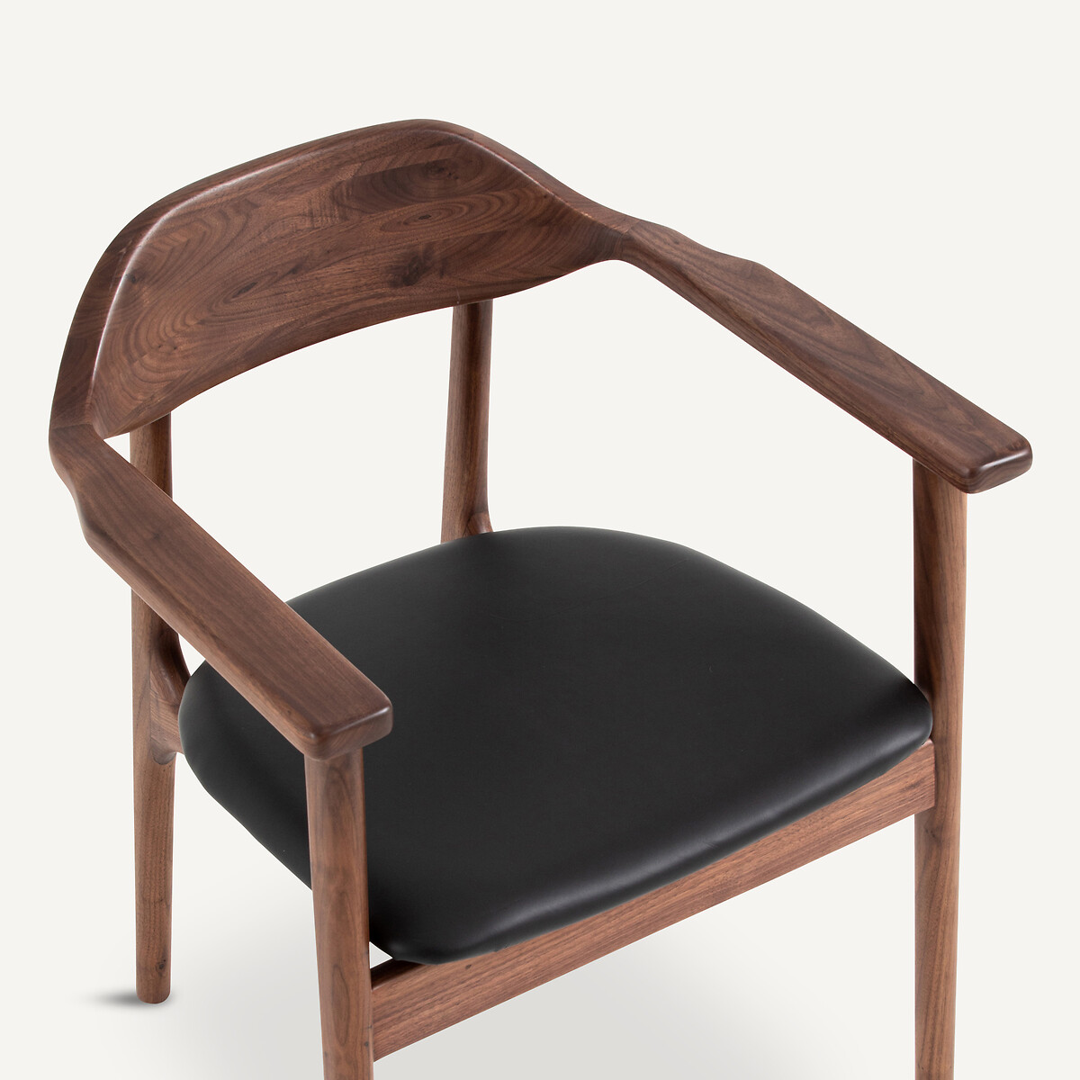 Fauteuil de table noyer, plaqué et cuir Arié noyer, AM.PM